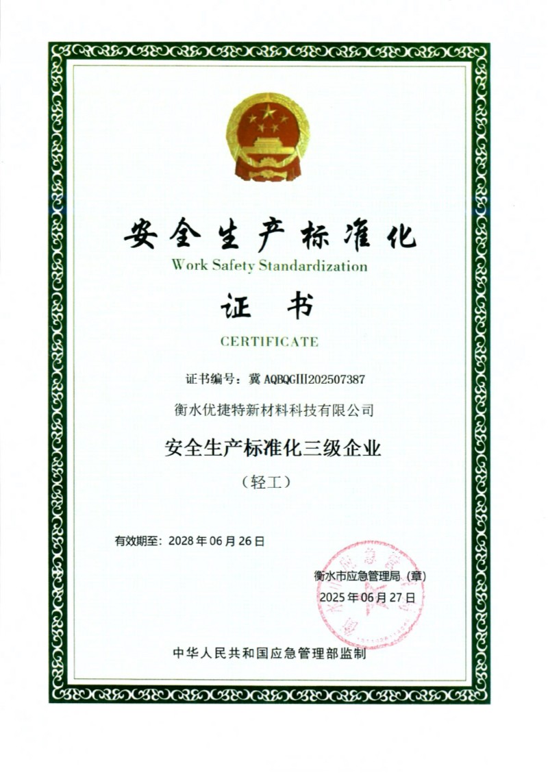 Certificate of work safety standardization